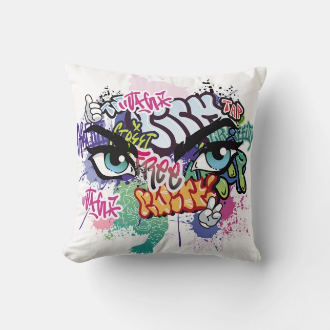 Almofada ilustração de grafite com letras de grafite de rua (Frente)