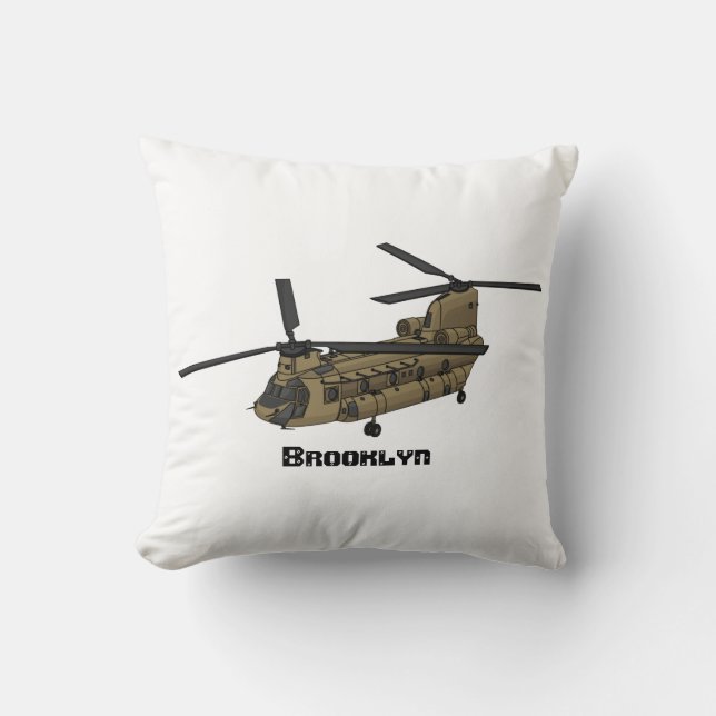 Almofada Ilustração de helicóptero militar Chinook (Frente)