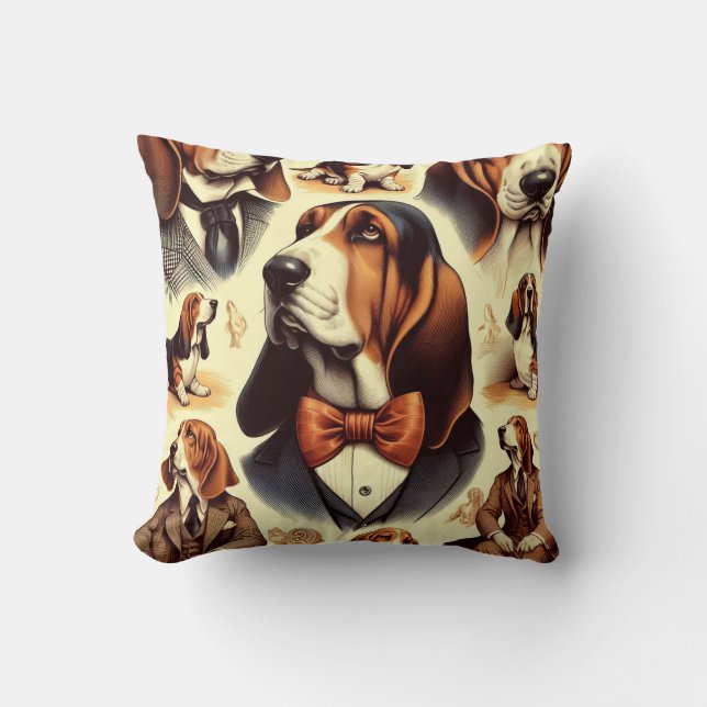 Almofada Ilustração de Hound de Base de Vintage (Frente)