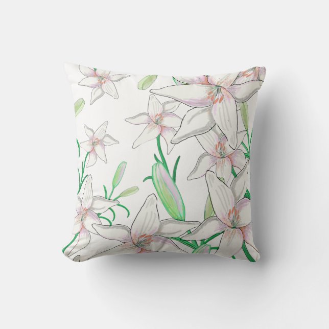 Almofada Ilustração de Lírio Branco (Frente)