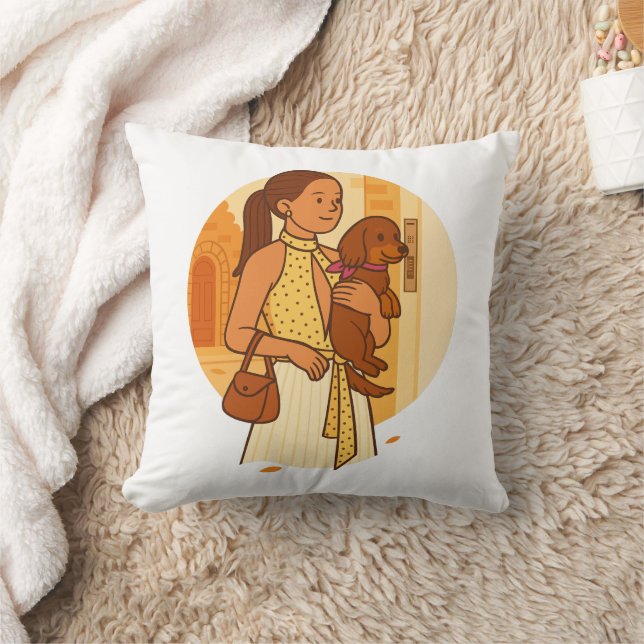 Almofada Ilustração de Mãe de Cachorro Estética Segurando F (Cobertor)