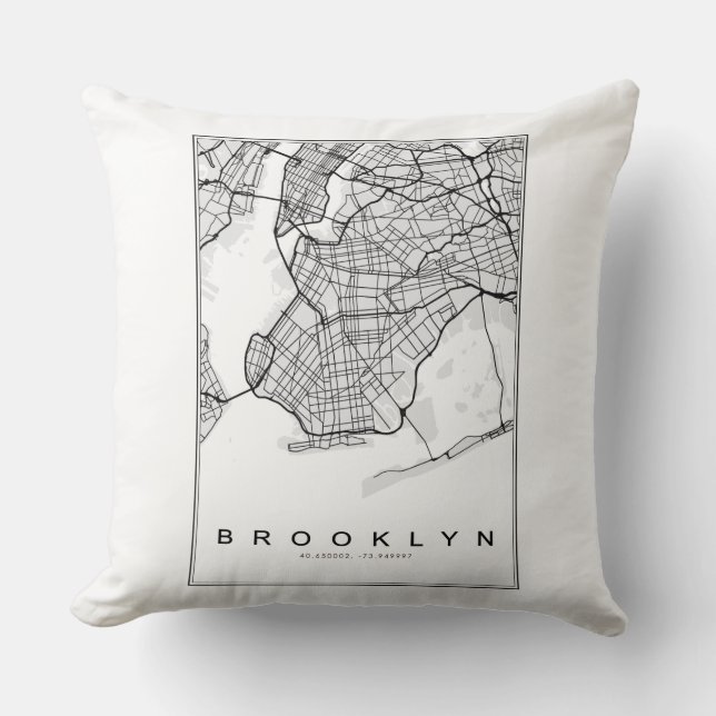 Almofada Ilustração de Mapa do Brooklyn (Frente)