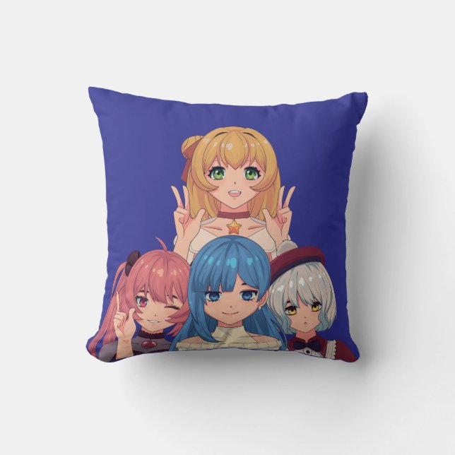 Almofada Ilustração de Meninas Fofas de Anime (Frente)