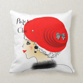 Almofada Ilustração de Moda Lady In Big Hat Paris