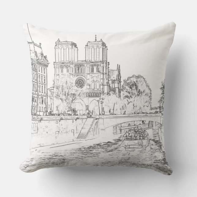 Almofada Ilustração de Notre Dame de Paris (Frente)