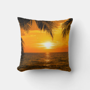 Almofada Ilustração de Palm Sunset Beach Tropical
