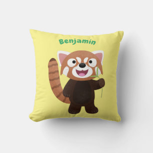 Almofada Ilustração de panda-vermelho de desenho animado fo