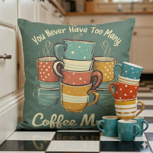 Almofada Ilustração de pilha de canecas de café retrô