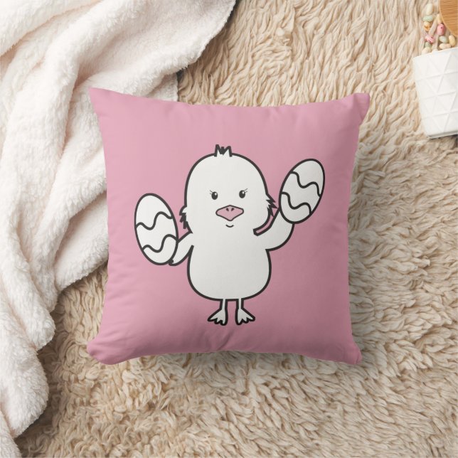 Almofada Ilustração de Pintinho e Ovos com Páscoa de Cuta R (Cobertor)