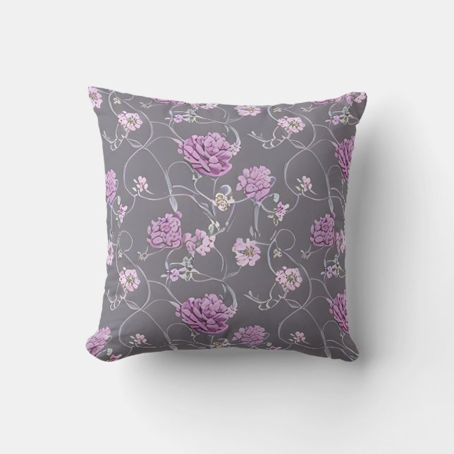 Almofada Ilustração de Rosas Rosas (Frente)
