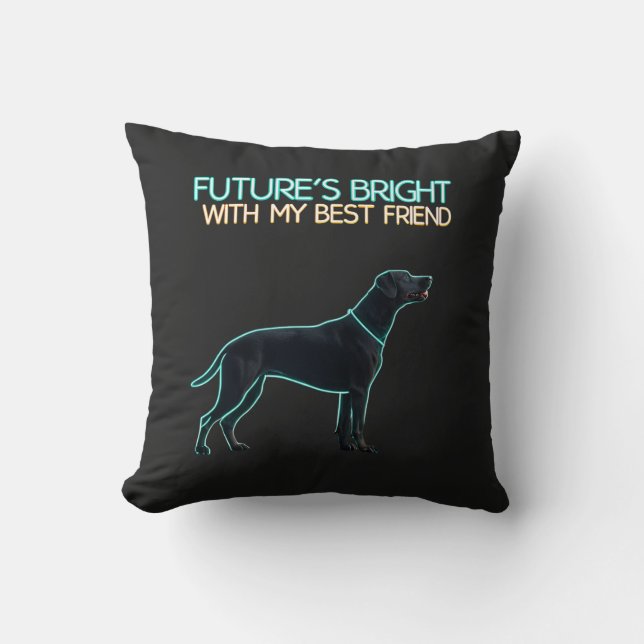 Almofada Ilustração de um cão Labrador preto (Frente)