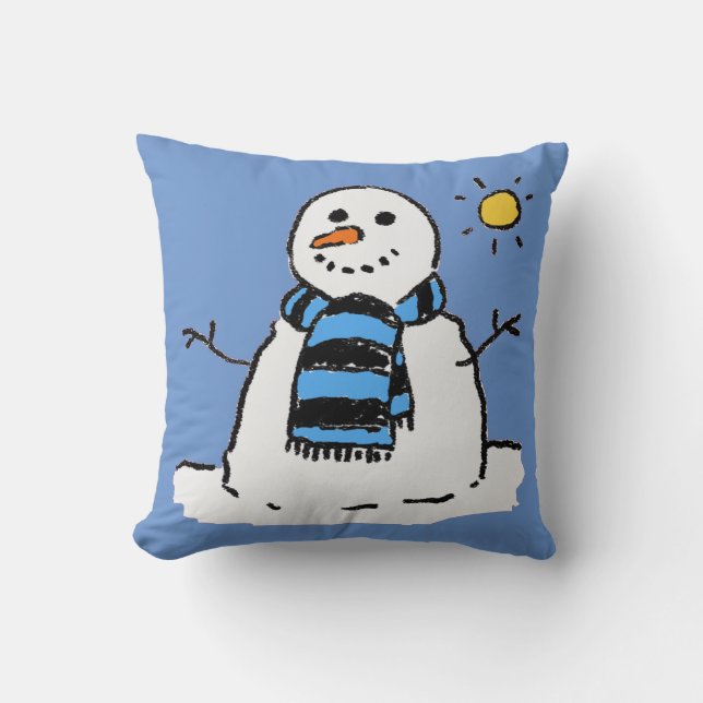 Almofada Ilustração Divertida de Boneco de Neve (Frente)