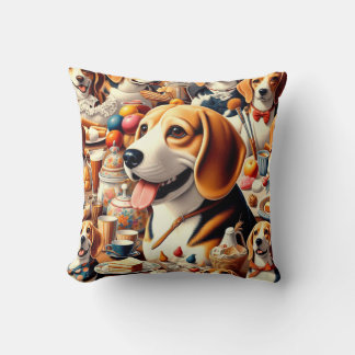 Almofada Ilustração do Beagle do Cute Retroativo