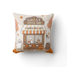 Ilustração do Fantasma Barista do Halloween Kawaii