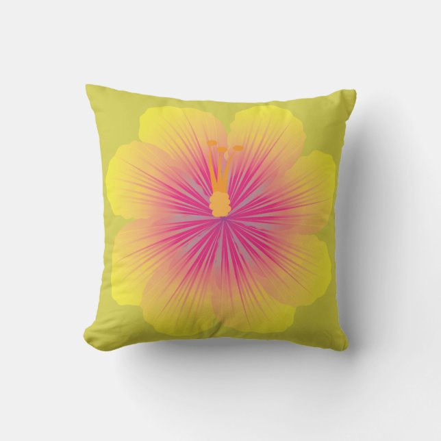 Almofada Ilustração do Hibisco Amarelo (Frente)