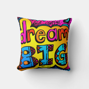 Almofada Ilustração do Livro de Grafites do Dream Big Neon