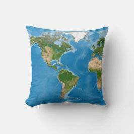 Almofada Ilustração do Mapa Mundial Topográfico da Terra
