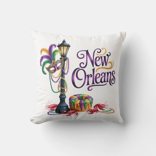 Almofada Ilustração do Mardi Gras de New Orleans (Frente)
