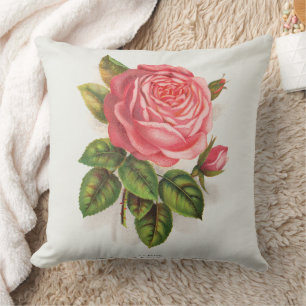 Almofada Ilustração Floral Rosa Antiga Cottagecore