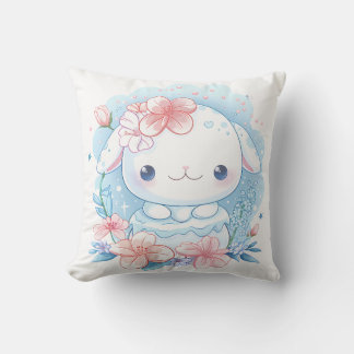 Almofada Ilustração Fofa de Coelho Chibi