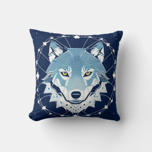 Almofada Ilustração Geométrica de um Lobo