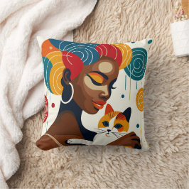 Almofada Ilustração Gráfica de Senhora Cat