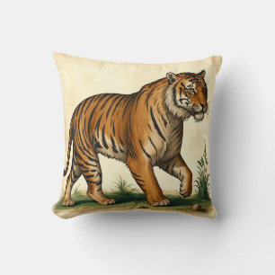 Almofada Ilustração Medieval do Tigre Majestoso