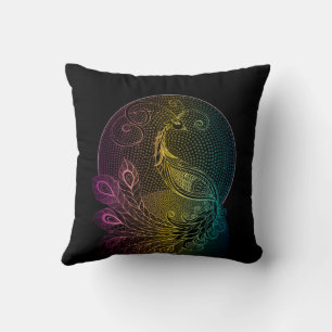 Almofada Ilustração pacífica Colorida Art Nouveau Midnight