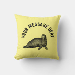 Almofada Ilustração Simples de Black Walrus