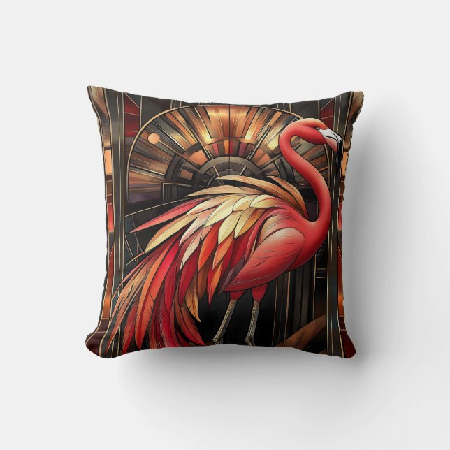 Almofada Ilustração Vibrante de Deco Flamingo (Frente)