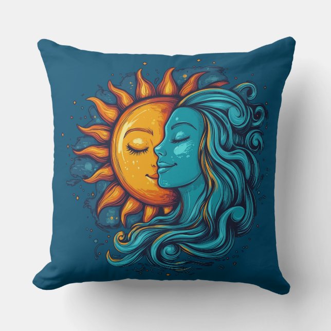 Almofada Ilustração Vintage Day Lady Sky (Frente)