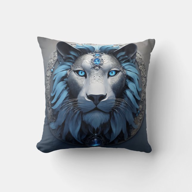 Almofada ilustrar uma cabeça geométrica de leão em estilo i (Frente)