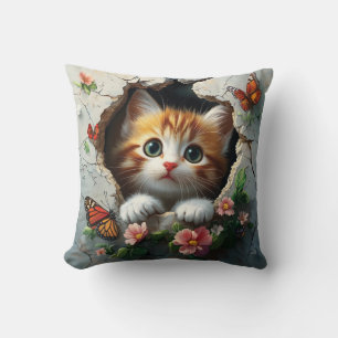 Almofada Imagem 3D de um gatinho fofo espiando