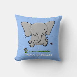 Almofada Imagem azul de desenho animado de elefante de bebê