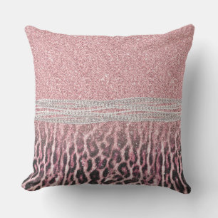 Almofada Imagem brilhante do animal Leopard, rosa-menina