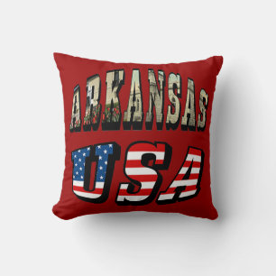 Almofada Imagem de Arkansas e Texto de Sinalizador EUA