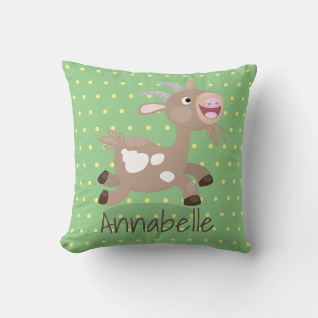 Almofada Imagem de desenho animado de cabra alegre e bonita (Frente)