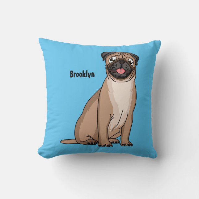 Almofada Imagem de desenho animado de cachorro feliz e engr (Frente)