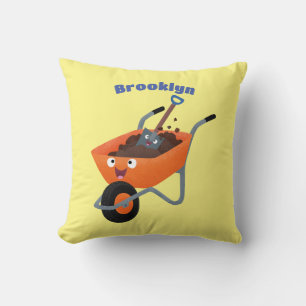 Almofada Imagem de desenho animado de carrinho de mão laran