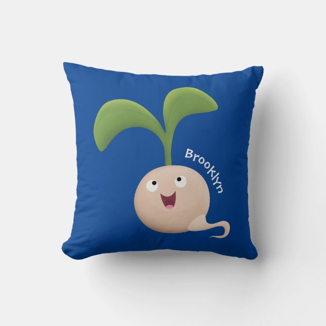 Almofada Imagem de desenho animado de sementes felizes e bo (Frente)