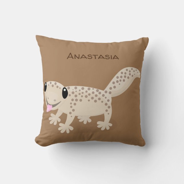 Almofada Imagem de desenho animado de uma lagartixa pintada (Frente)
