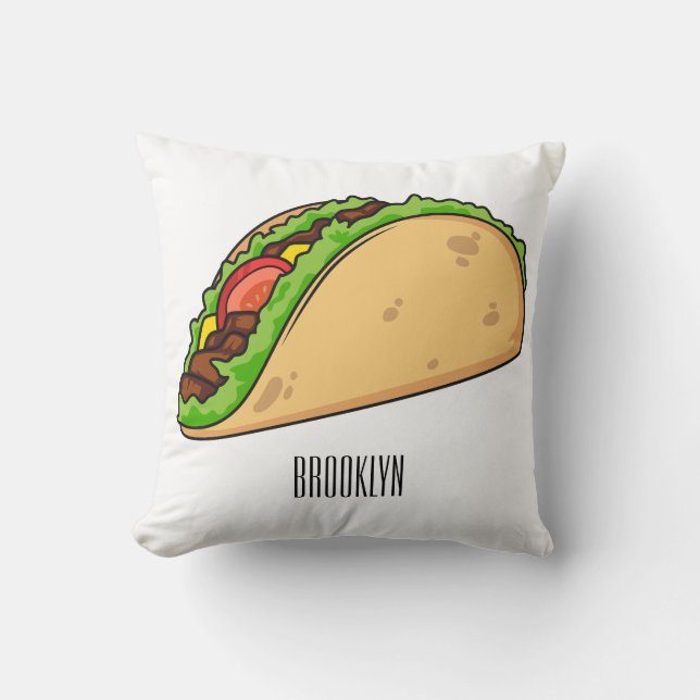 Almofada Imagem de desenho animado do Taco (Frente)