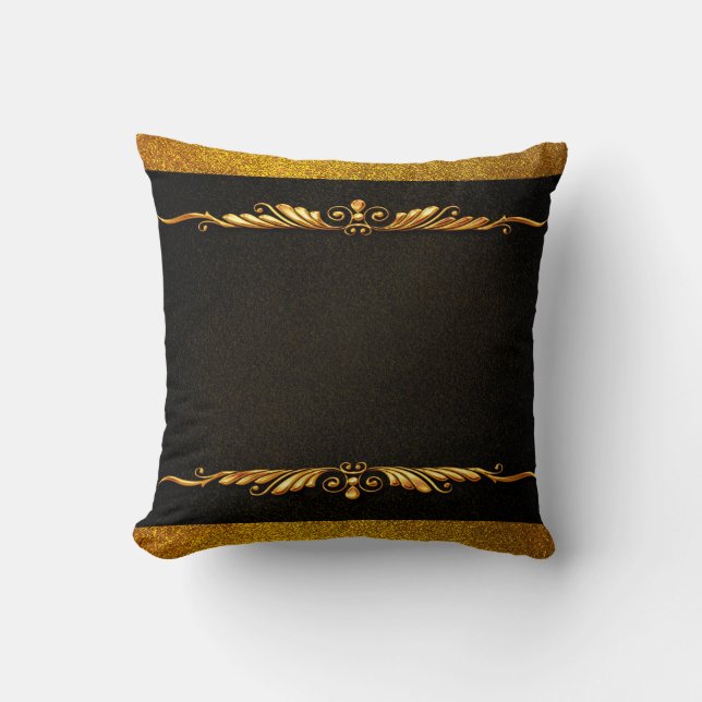 Almofada Imagem de fundo com quadro dourado floral (Frente)