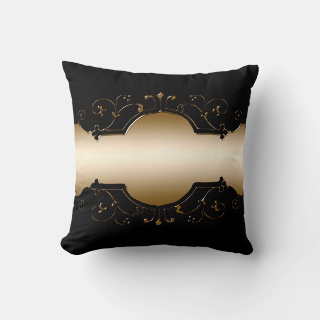 Almofada Imagem de fundo - quadro dourado preto (Frente)