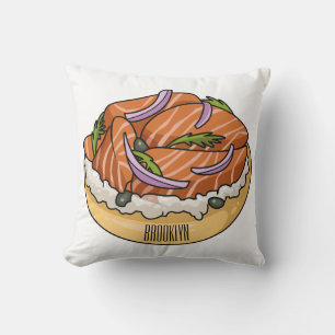Almofada Imagem do desenho animado do bagel de salmão