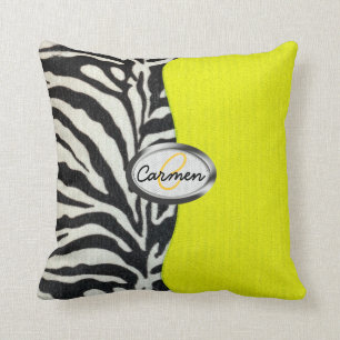 Almofada Imagem do impressão da zebra e do monograma