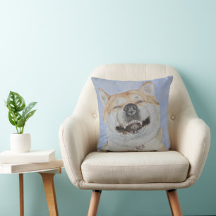 Almofada imagem engraçada de cachorro de akita sorrindo