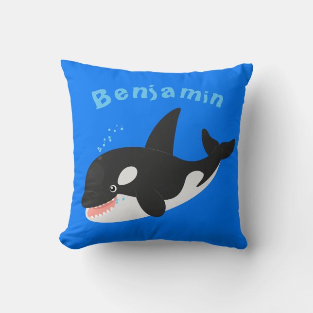 Almofada Imagem engraçada de desenho animado de orca (Frente)
