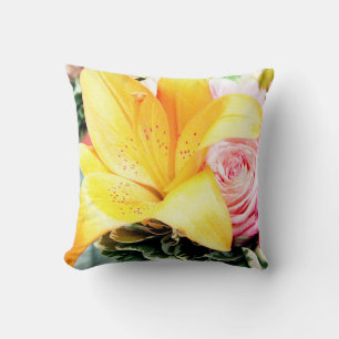Almofada imagem floral rosa laranja estrela lírio rosa bril