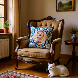 Almofada Imagem própria, Azulejos azuis e brancos